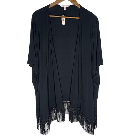 Victoria's Secret Fringe Kimono Cover-Up in Black - Picture 4 of 7